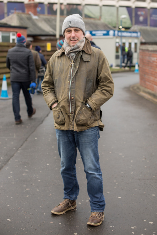 barbourpeople: We bumped into Karl outside Murrayfield wearing his Barbour Wax Jacket - which is now