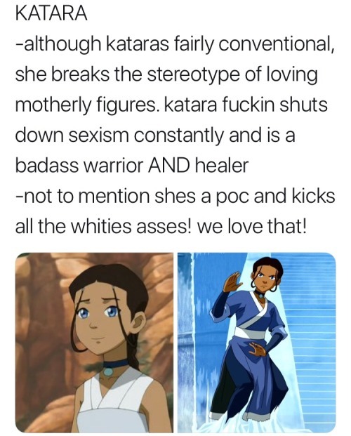 incorrectmilk: the best written characters of all time :  remember that everyone in atla is POC! 