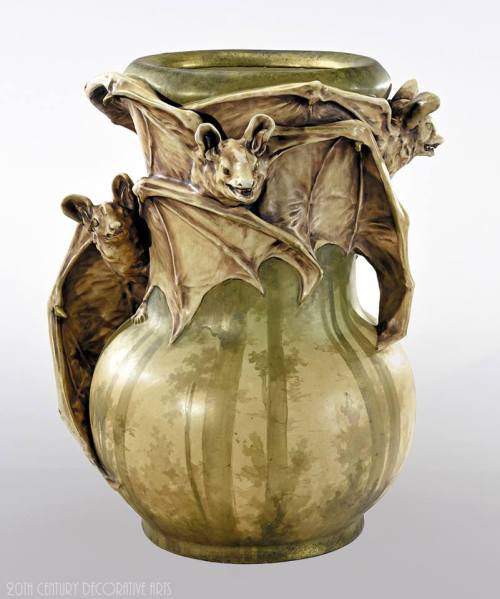 opiumcrone:cgmfindings:A rare Art Nouveau symbolist earthenware ceramic vase designed by Eduard Stel