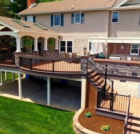 Deck Roof Extensions In PhiladelphiaAn Illustration Of A Sizable Farmhouse Backyard Outdoor Kitchen Deck