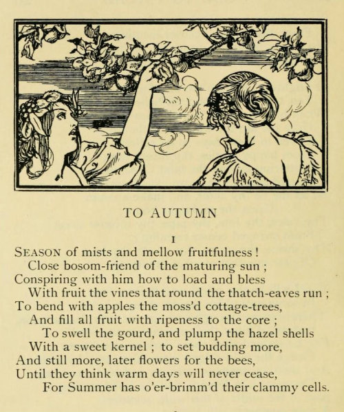 english-idylls:First verse of Ode to Autumn by John Keats (19th September 1819), illustrated by Robe