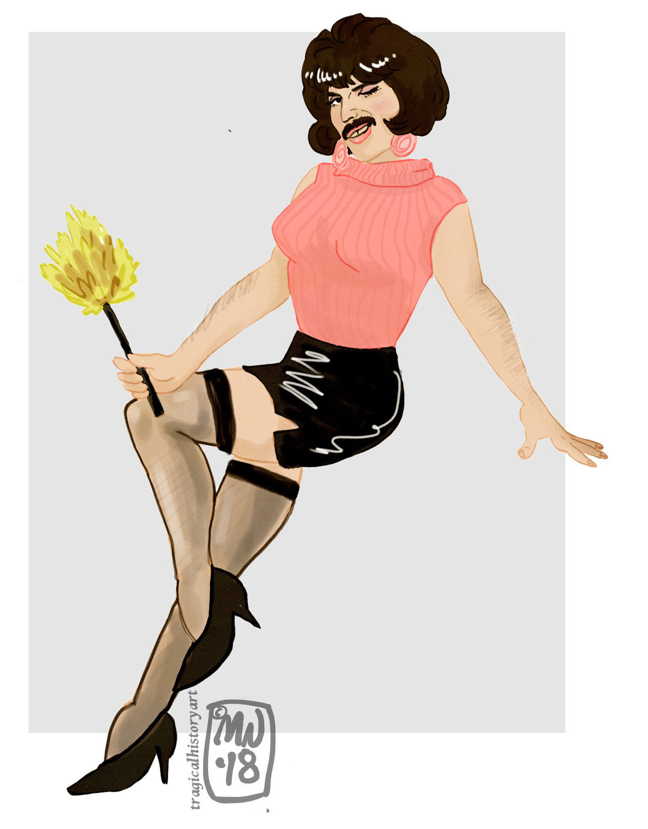 tragicalhistoryart:  freddie pin up a friend commissioned me to do :)