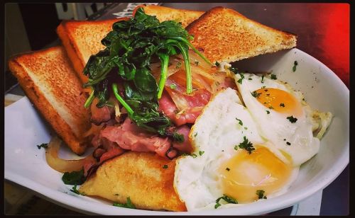 BRUNCH MENU ALERT!!! Check out our brand new towering smoked meat breakfast! Your choice of 2 eggs (