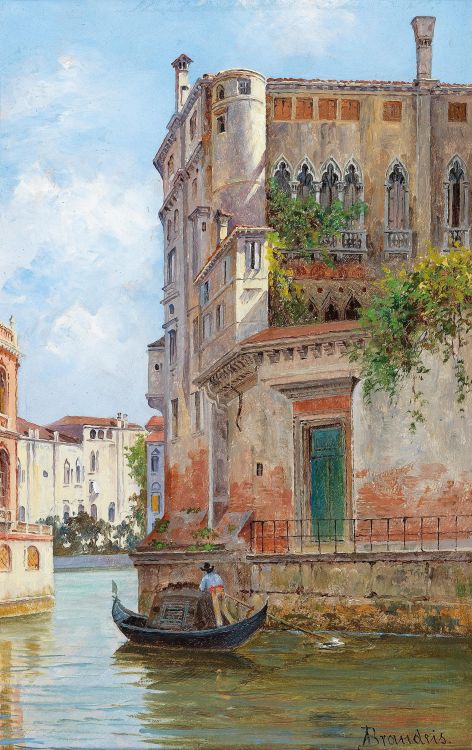 pintoras:Antonietta Brandeis (Czech, 1848 - 1926): Palazzo Contarini, Venice (via Dorotheum)