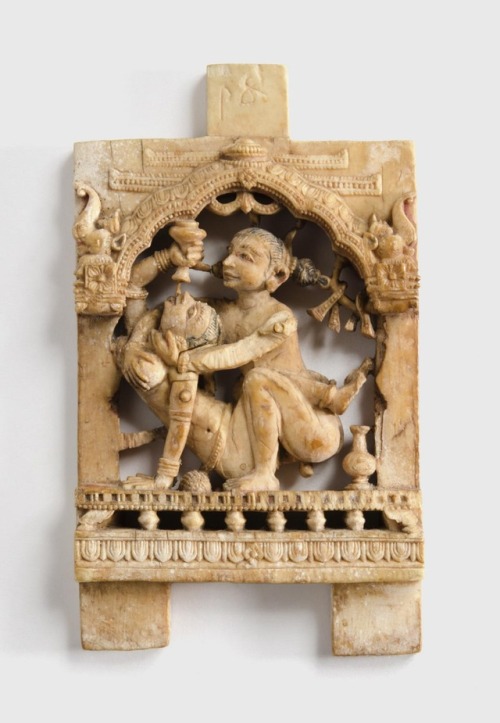 Ivory Plaque with Lovemaking Couple - Circa 15th-16th Century, South India