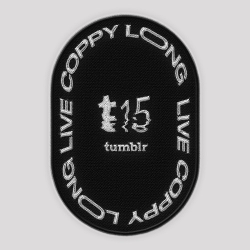 blrmerch:Long Live Coppy Patchŭ.00Long Live Coppy! Here’s a patch! For you! Don’t say we don’t spoil you.2.68″ wide x 4″ tall. Custom woven with a heat seal adhesive on the back. 