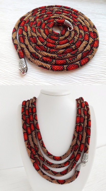 sosuperawesome: Beaded Snake Necklaces and BraceletsFoxy Style Jewelry on EtsySee our #Etsy or #Jewe