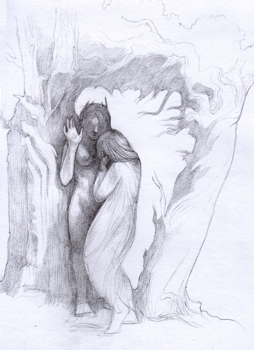 unknownbinaries: 41/365- pen study from Anne Brigman’s photo series ‘Season of the Witch