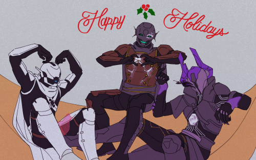 happy holidays from fireteam SBC! ft my son mynah-13 and friends’ OCs vann-8 and sezuk-7!