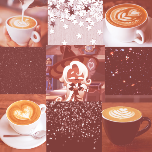 Anon Requested: A Latte Cookie Mood-board With Themes Of; Coffee, Black Space, And Silver Stars.