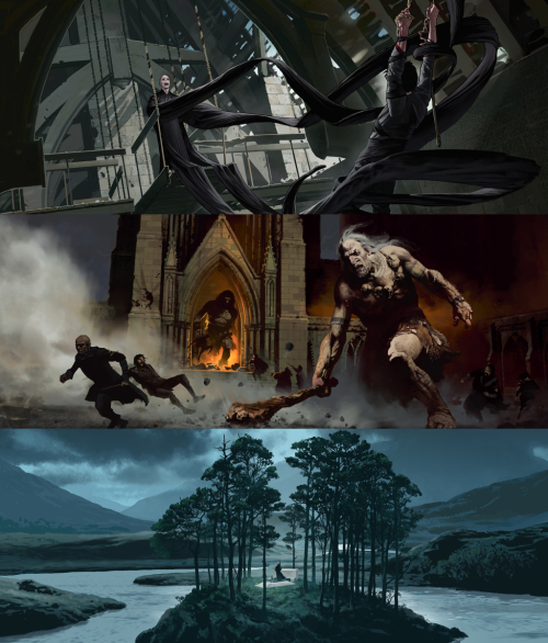 dreamydrarry:potterswheeezy:Harry Potter Film Concept Art by Adam Brockbank (x)these are so beautifu