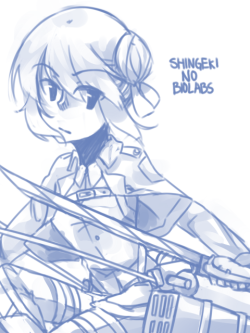 mikasaackerman:  Shingeki no biolabs! A doodle of kathryne. She’d probably be Sasha or something.  She&rsquo;d be Annie. Sasha is more like a female Howard. 8&rsquo;D