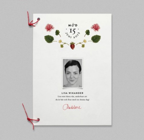 Wedding collateral for a wedding with strawberries & champagne theme in Sweden, by Cecilia Hedin