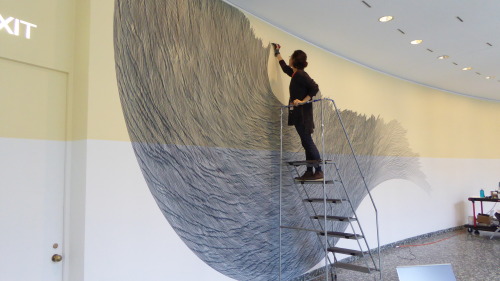 Linn Meyers in process at the Hirshhorn