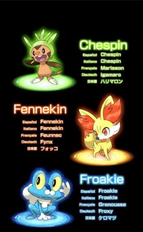 cabout:  be-yourself-not-them:  3 New Gen VI Stearters.  I AM SO DONE WITH THE FRENCH NAMES  If these really are the starters, I will definitely take the fire one this time. While hoping these games are available for the normal DS, that is… Fuck