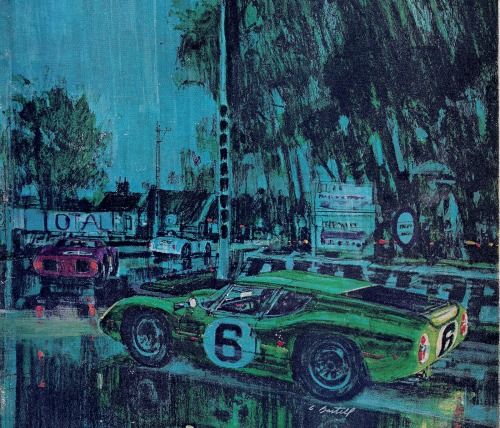 George Bartell, illustrations, 1963-65. 1 cover of Sports Car, 1965. 2 Sebring 1964. 3 Le Mans 1963.