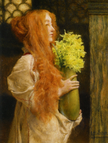 lawrence-alma-tadema: Spring Flowers, Lawrence Alma-TademaMedium: oil