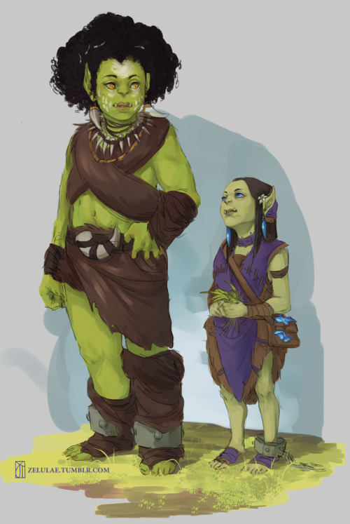 zelulae:Just a doodle of some whippersnappers I slapped colour on to.Balgheera’s like, Ouka stop eating grass this is why you’re so small and sicklyAnd Ouka’s like, eats grass probably
