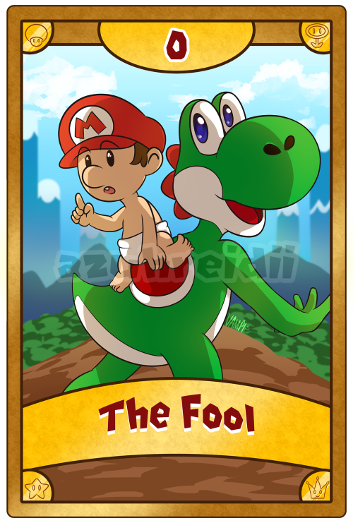 ⭐ Super Mario Tarot ⭐0 (22): The Fool / Baby Mario and Yoshi“The first card of the Major Arcan