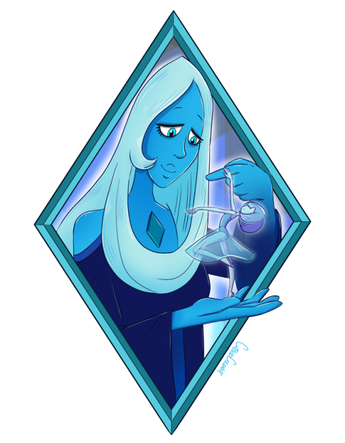 Blue Diamond and her pearl, commissioned as a tattoo idea! Thanks for commissioning me!