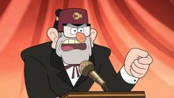 hereissomething:  sixfingerednerd:  moonturtle6:  gfnews:  When Grunkle Stan decides to run for mayor, Dipper and Mabel have their work cut out for them trying to turn their gaffe-prone uncle into the perfect candidate.“The Stanchurian Candidate”