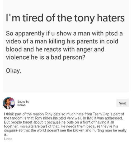 disquietedpalefish: Just a few posts I collected that are nice examples of how Tony Stark is not jus