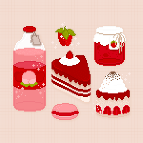 strawberries I ᴘɪxᴇʟ ᴀʀᴛ 