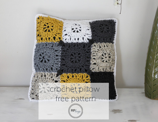 Free Square Button Pillow Crochet Pattern || by Rescued Paw Designs