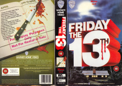 Friday The 13Th Vhs Cover (Warner Home Video).From A Car Boot Sale In Nottingham.