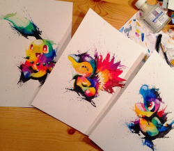 nintendocafe:  Art inspired by the Pokémon Johto Trio Created by talented artist Lisa-Marie Melin 