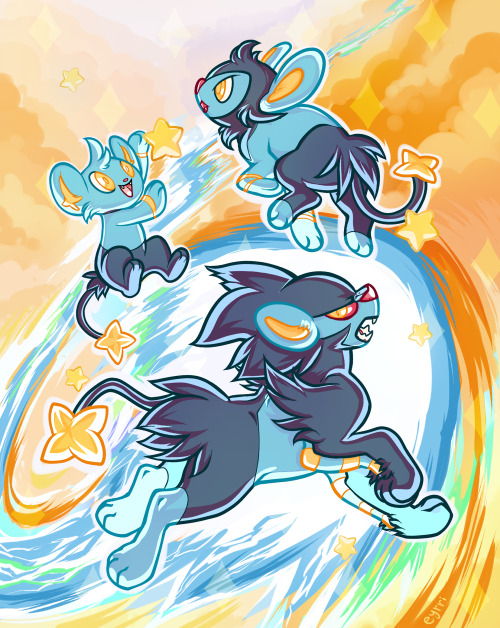 eyrri:Finishing up some of those old Pokemon requests in my inbox. Here’s a Luxray fam for @roombaki