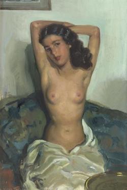 artbeautypaintings:  Female nude - José Cruz Herrera 