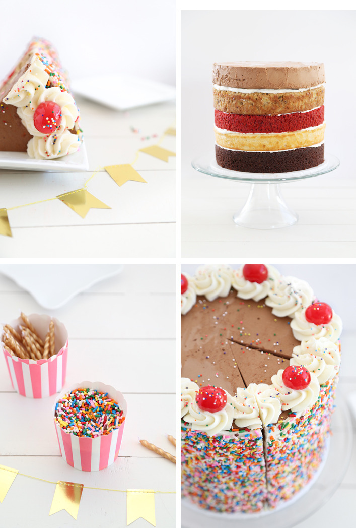 foodiebliss:  Ultimate Sampler CakeSource: Sprinkle Bakes  Where the food lovers