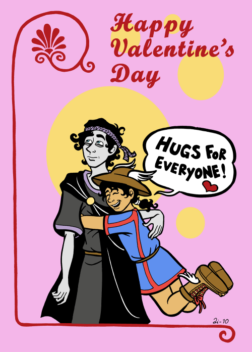 An old Valentine&rsquo;s Day drawing with Hades and Hermes (from the time when I almost never dr