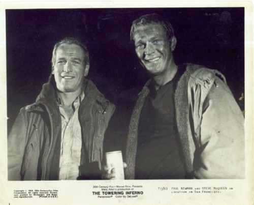 Paul and Steve in a lobby card for The Towering Inferno.