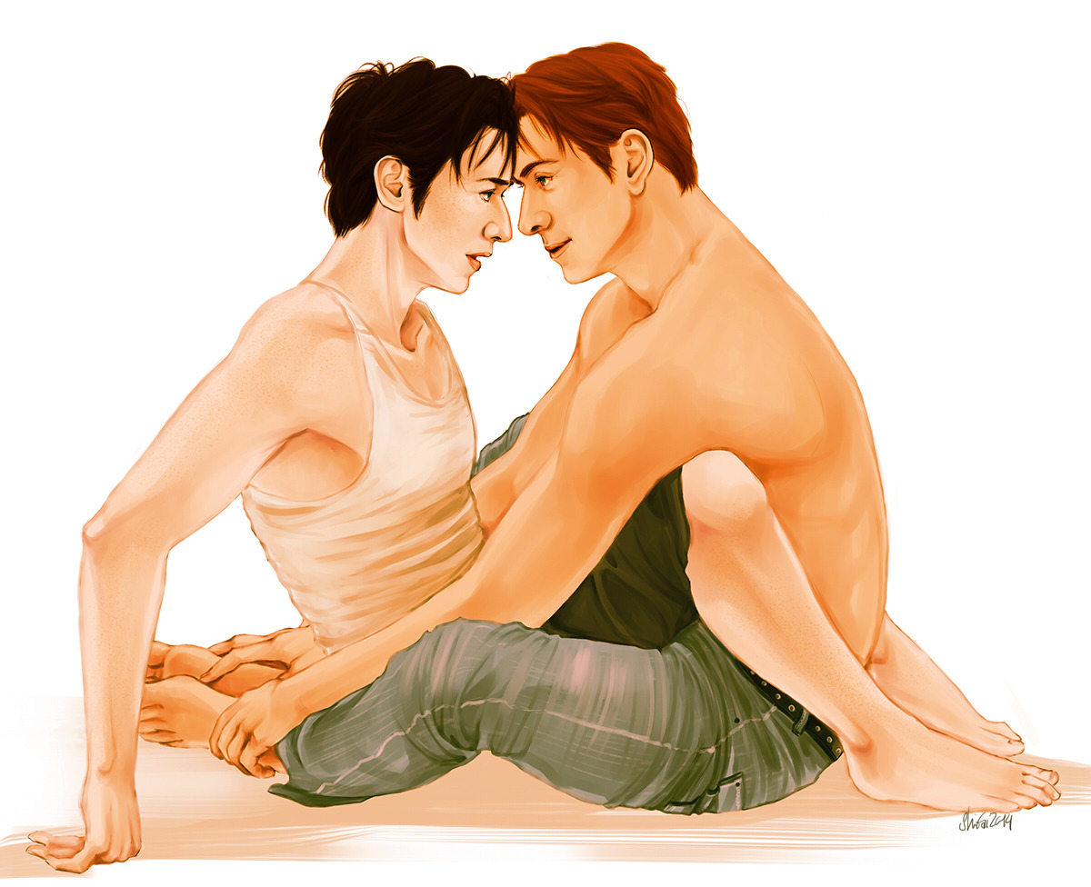 shigtopia:  AU where Erik comes home to find Charles doing yoga (or sth) and well,