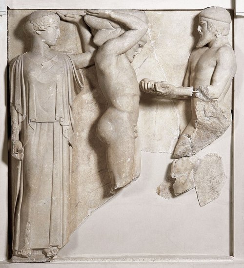 The Labours of Heracles: Atlas and the Apples of the Hesperides Marble bas-relief circa 470 BCE - 45