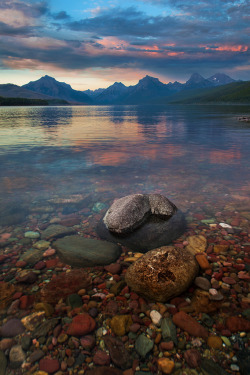 travelingcolors:Hazy Sunset at Lake McDonald