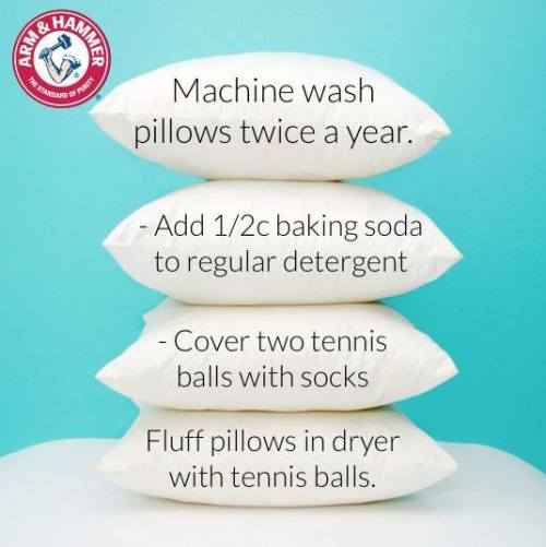 lifemadesimple:Home - Machine wash your pillows twice a year