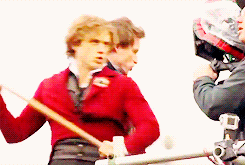 more-of-a-lark-or-a-mockingjay:nalyne:Aaron Tveit on the set of Les Misérables (x,x,x)Enjolras: PASS