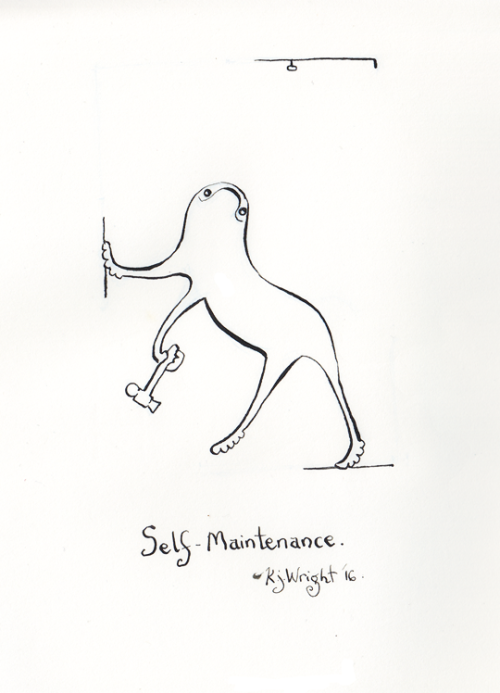 Inktober Day 8 - Maintenance - or Self Maintenance, tapping in those loose mental nails!