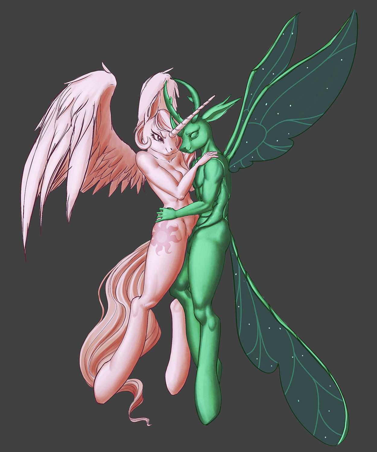 kelpiemoonknives:  Commission Celestia and King Thorax being intimate…or sumthin.