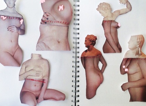 martynadoesgraphics:  Statue, body, what’s the difference?  Exploring collage techniques, very rough development.