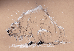 skelizard:  Inktober Day 4- Freeze This bear gets a lil annoyed when his fur turns into icicles but he’s used to it at this point. 