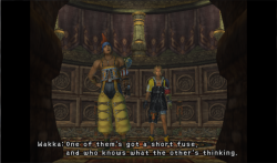 Theshuyindream:  Wakka On Lulu And Kimahri, Besaid Temple.  