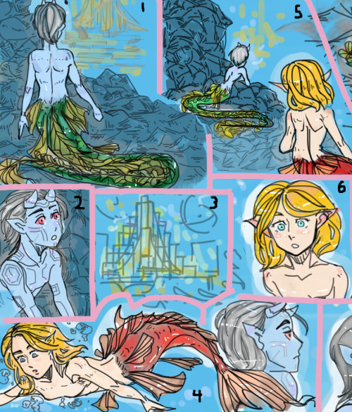 alphaexia:Mermaid Au and just an excuse for me to draw a mermaid Thor and Jotun sea-snake Loki.  Som