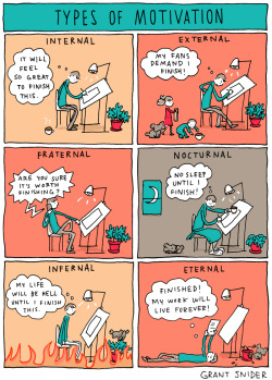 incidentalcomics:  Types of Motivation   I am both internal and nocturnal. Sometimes infernal, depending on the work.