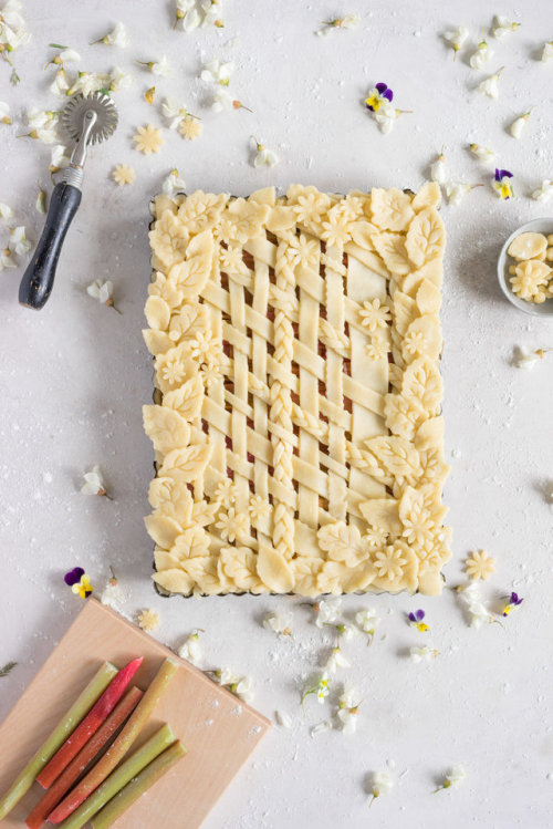 sweetoothgirl: rhubarb frangipane slab pie