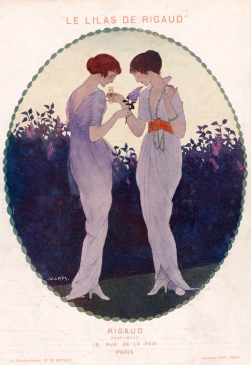 &ldquo; Le Lilas de Rigaud.&rdquo;Publicité.1914 .Art by Marty.