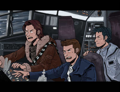 unicornempire: The Gang takin’ a cruise in the Millenium Falcon! Thought I’d put them al